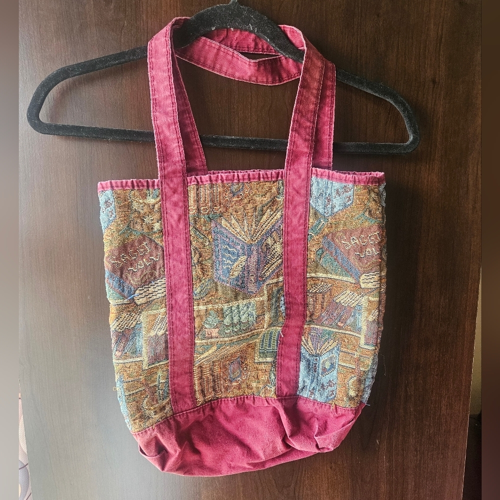 Bohemian Style Burgundy Tote Bag